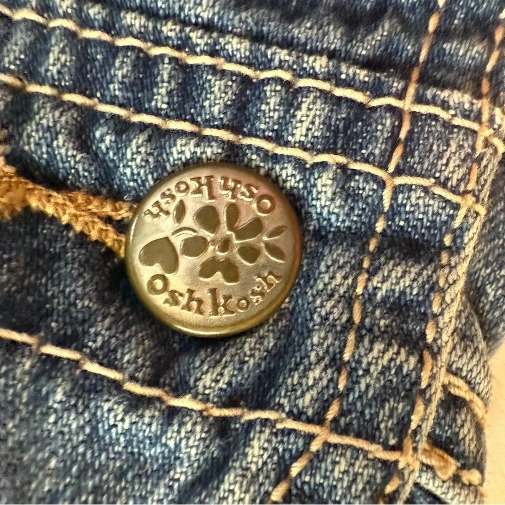 Vintage OshKosh Denim Overall girls happy nature Heart Embroidery size 24 mo